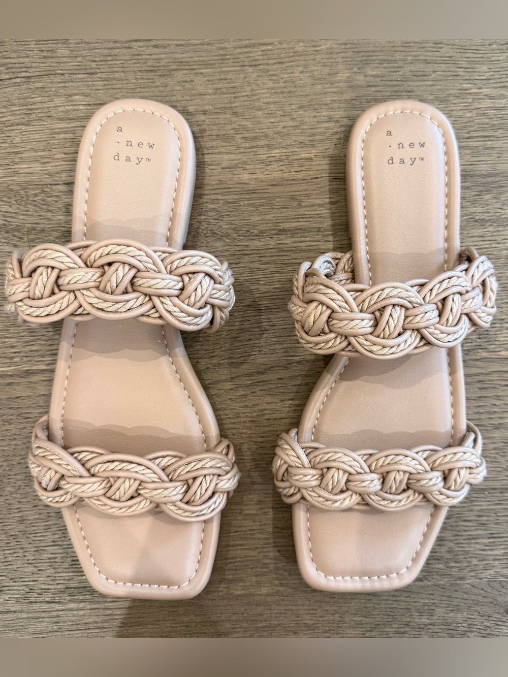 a new day Women's Braided Slide Sandals — Nude